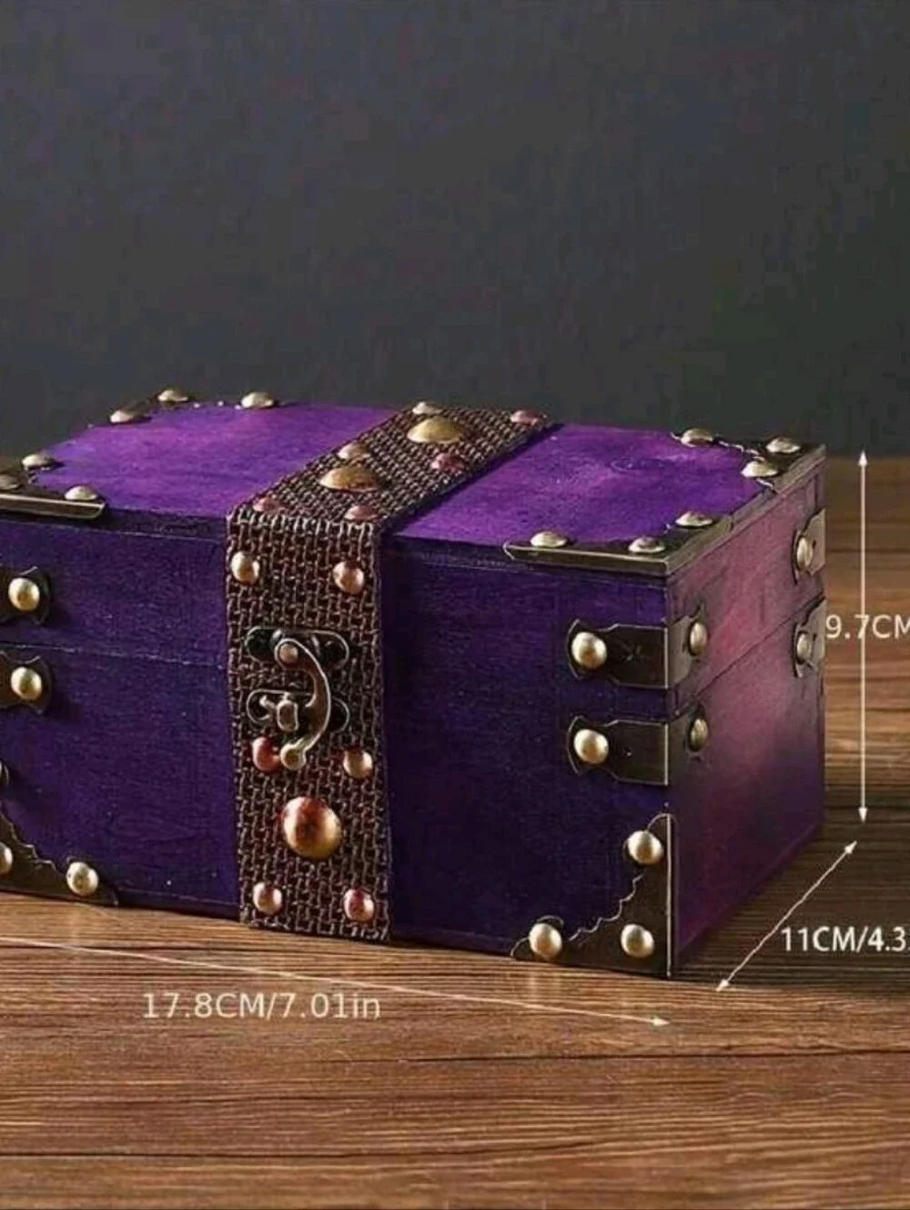 Purple Decorative Trinket Chest with Brass Accents